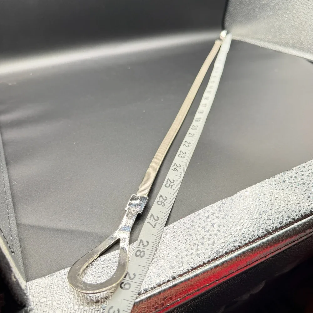 Silver Tone Flexible Snake Chain Necklace Hook Clasp Modern Minimalist Gift